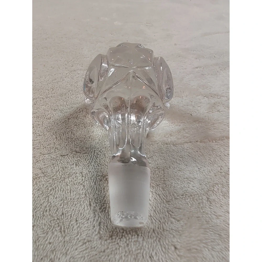 Vintage Cut Lead Crystal Ships Decanter with Faceted‎ Ball Stopper Clear Glass